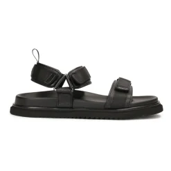 Sandales noires en cuir avec des sangles en velcro