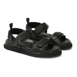 Sandales noires en cuir avec des sangles en velcro