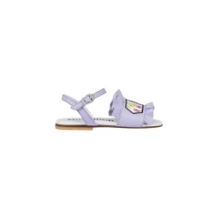 Sandales Plates en Cuir avec Volants