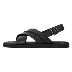 Sandales pour hommes en cuir noir Kazar avec brides croisées