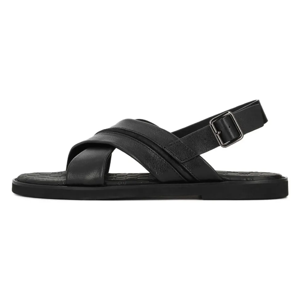 Sandales pour hommes en cuir noir Kazar avec brides croisées