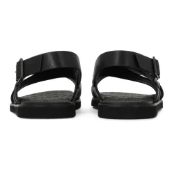 Sandales pour hommes en cuir noir Kazar avec brides croisées