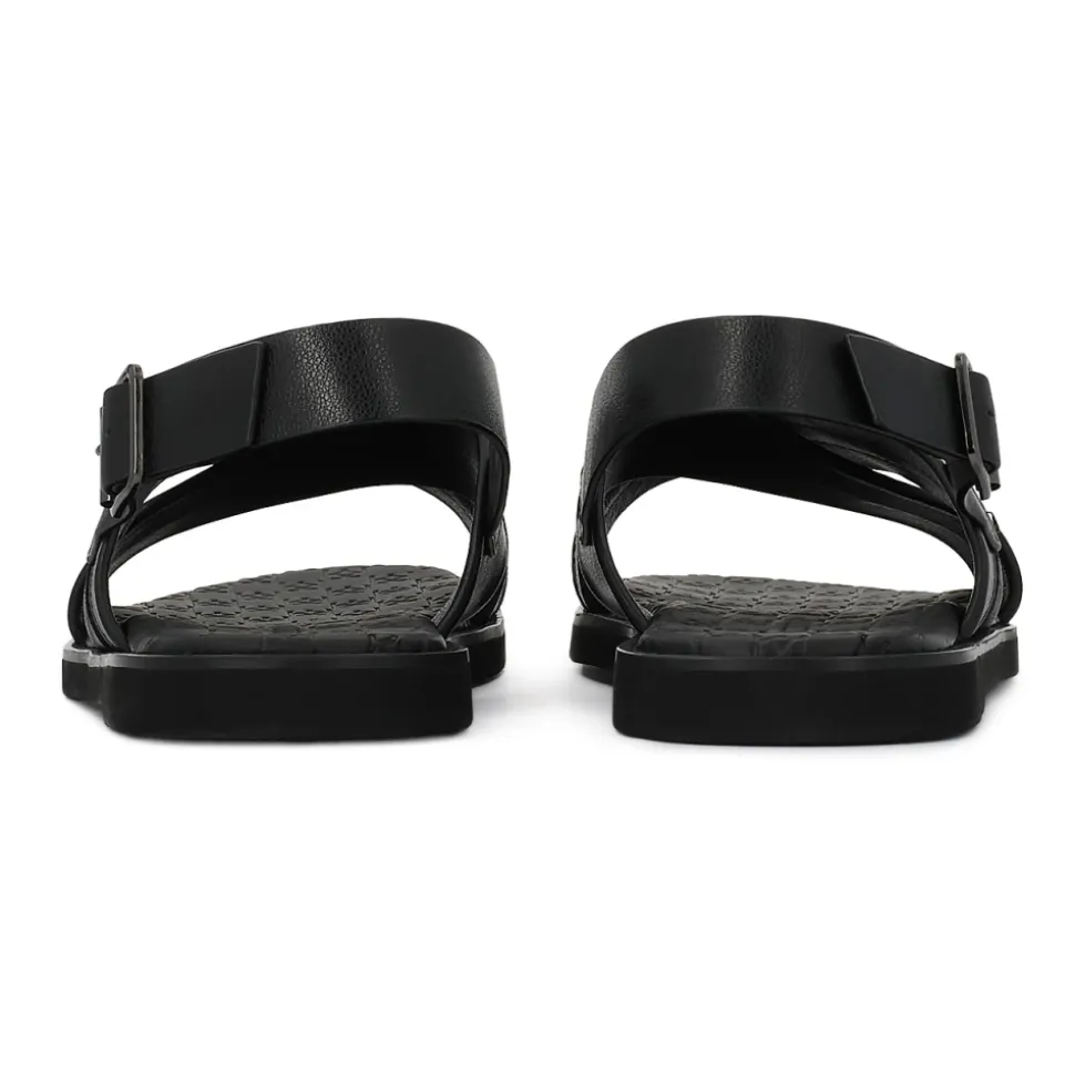 Sandales pour hommes en cuir noir Kazar avec brides croisées