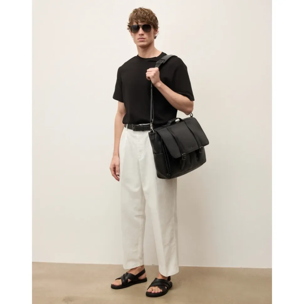 Sandales pour hommes en cuir noir Kazar avec brides croisées