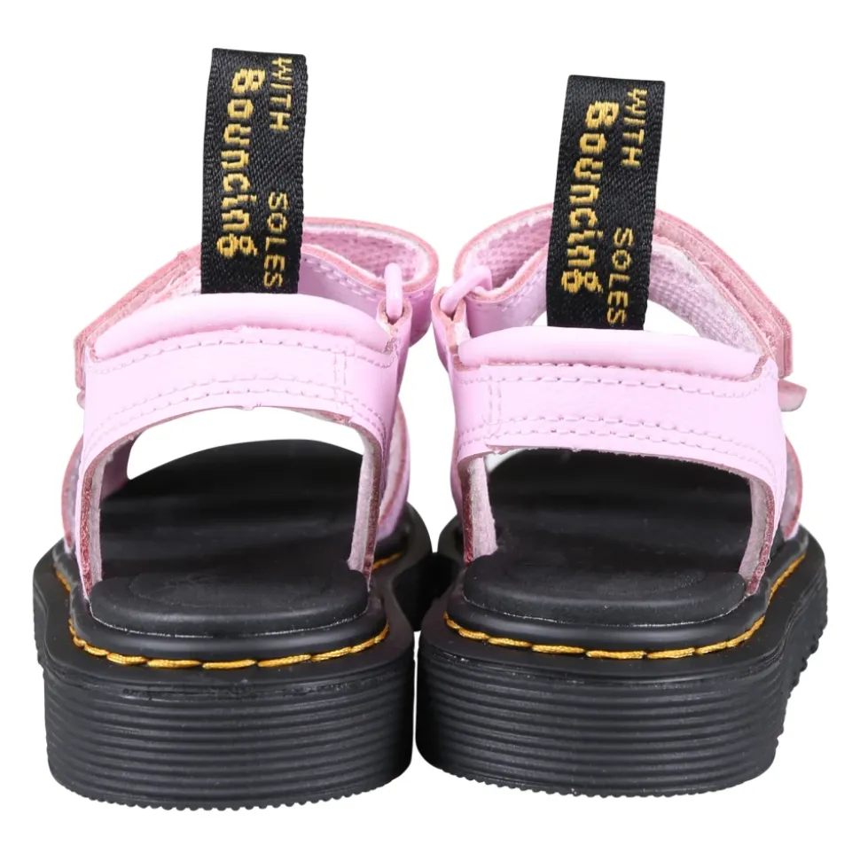 Sandales Roses en Cuir avec Fermeture Velcro