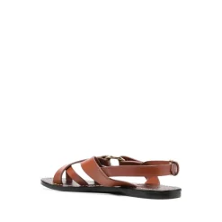 Sandales slingback en cuir marron