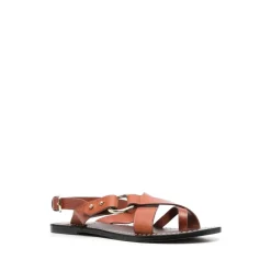 Sandales slingback en cuir marron