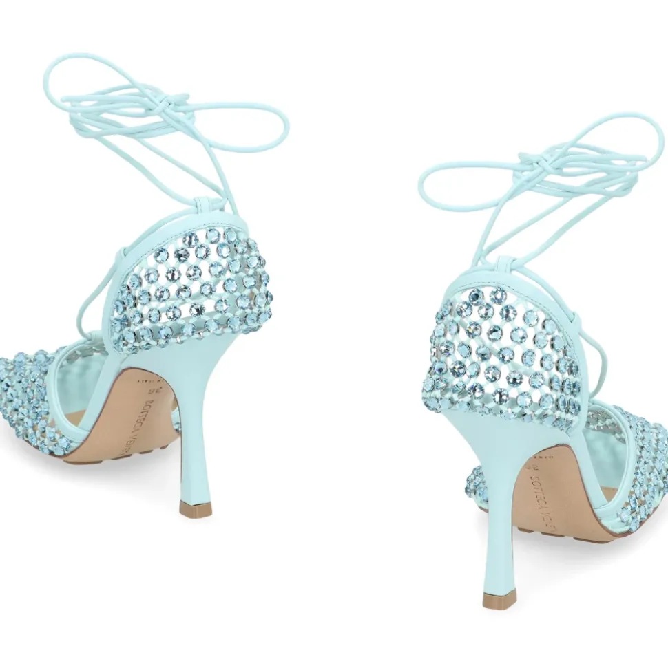 Sandales à Talons avec Strass et Lacets de Cheville
