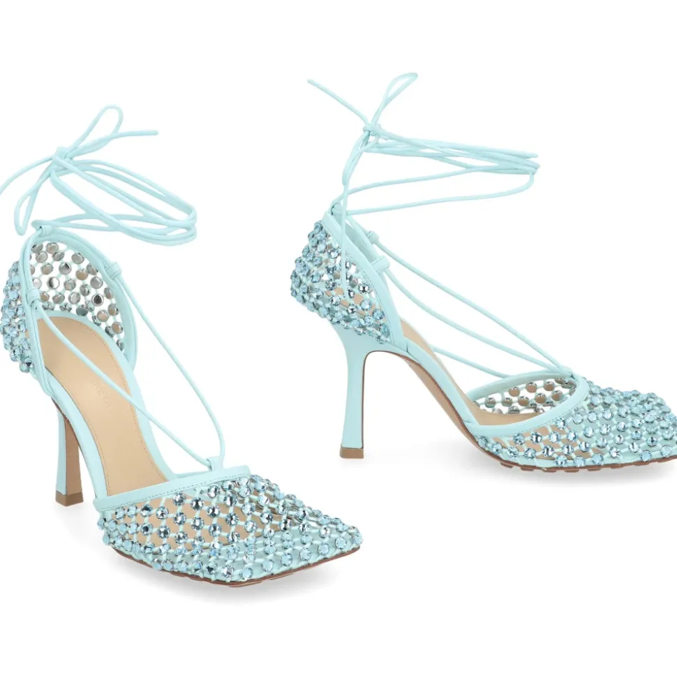 Sandales à Talons avec Strass et Lacets de Cheville
