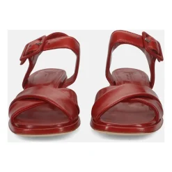 Sandalette en Cuir Rouge Confort Style