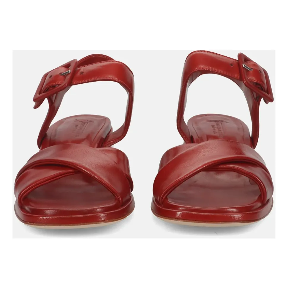 Sandalette en Cuir Rouge Confort Style