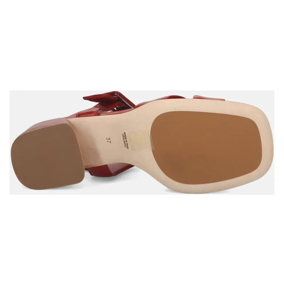 Sandalette en Cuir Rouge Confort Style