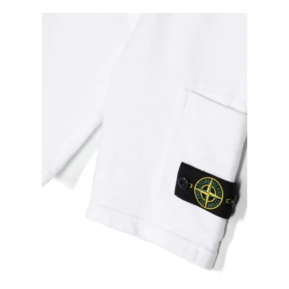 Short Blanc en Jersey avec Badge Signature