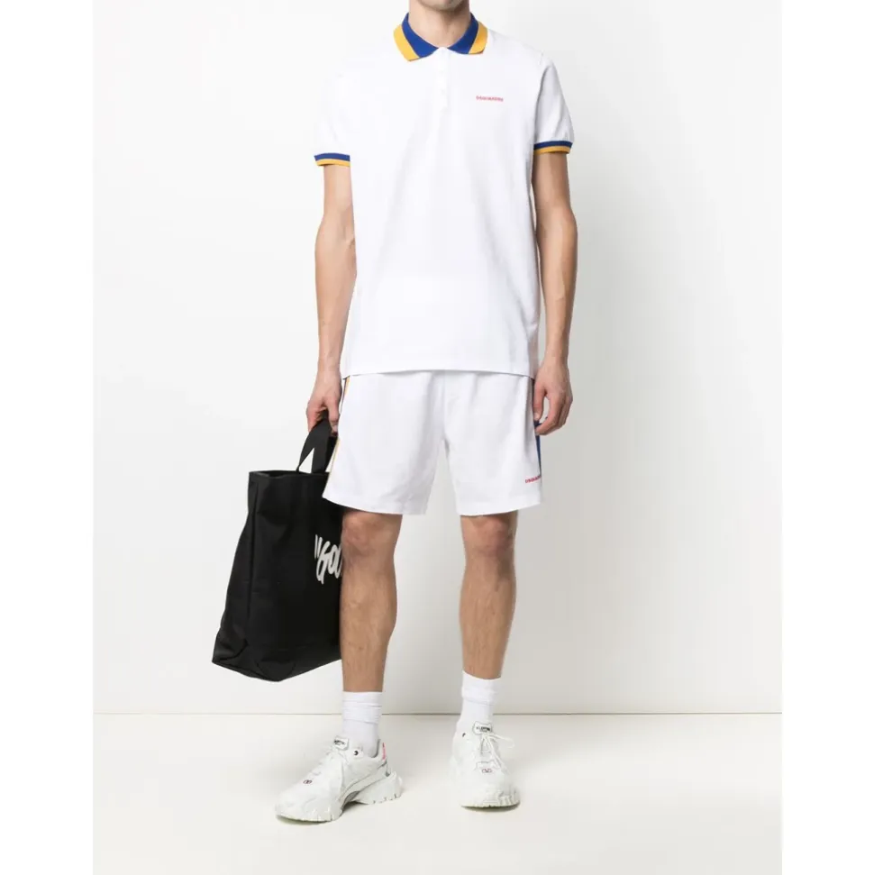 Short de sport à bandes latérales et logo