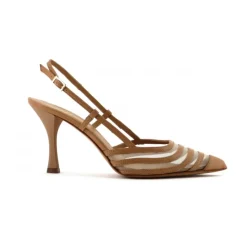 Slingback en cuir et maille