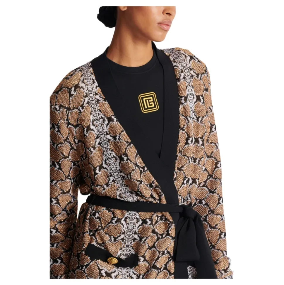 Snake Pattern Knit Cardigan