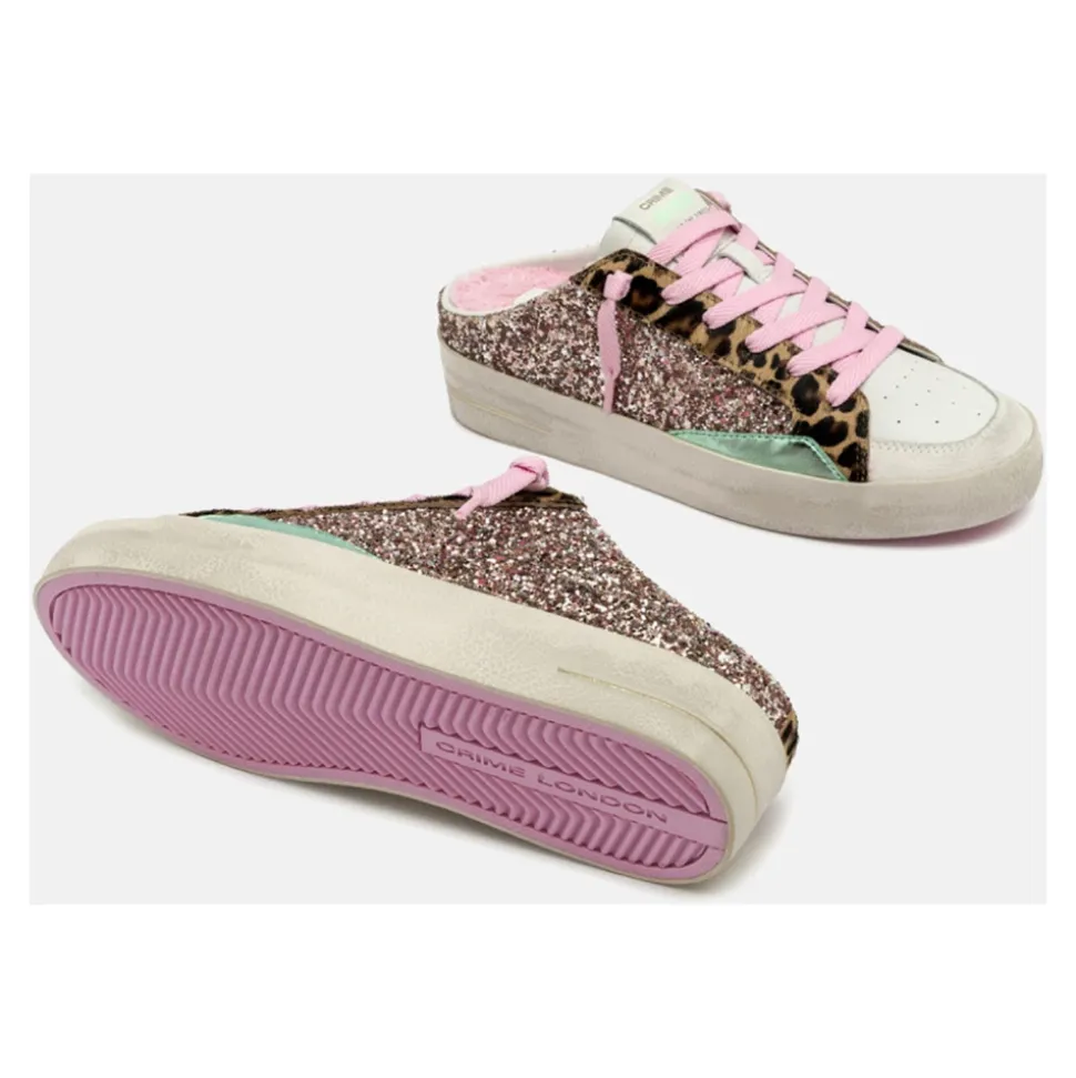 Sneaker Multicolor à Paillettes avec Détails Léopard