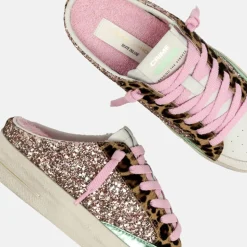 Sneaker Multicolor à Paillettes avec Détails Léopard