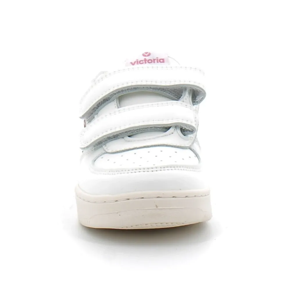 Sneakers blanches pour enfant avec fermeture scratch