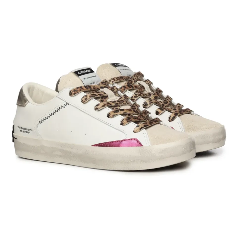 Sneakers en Cuir avec Détails Métalliques