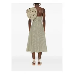 Striped Monstera Leaf Midi Dress