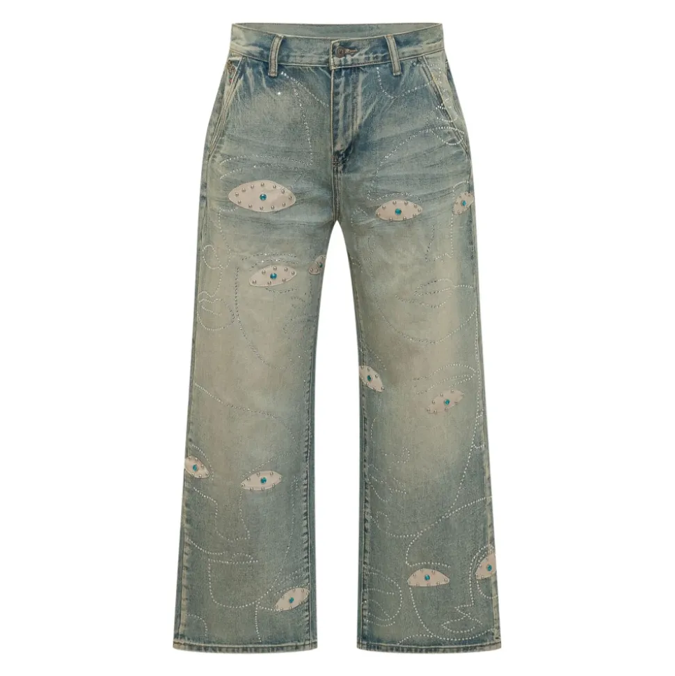 Studded Face Jeans