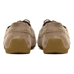 Suede Lace-Up Loafers - Beige