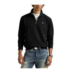 Sweat-shirt à Col Montant et Demi-Fermeture Éclair avec Doublure à Carreaux