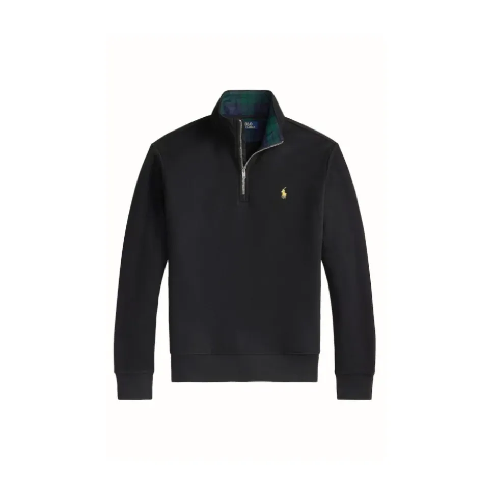 Sweat-shirt à Col Montant et Demi-Fermeture Éclair avec Doublure à Carreaux