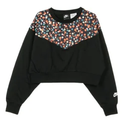 Sweat-shirt court à col rond et motif floral