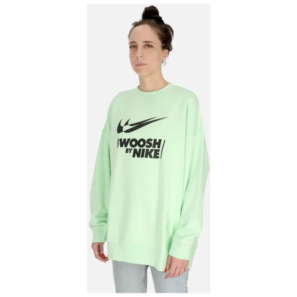 Sweatshirt Crewneck Vert/Noir avec Logo Swoosh