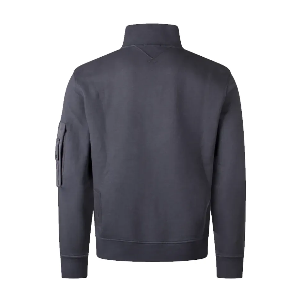 Sweatshirt à quart de zip en molleton diagonal teint en pièce