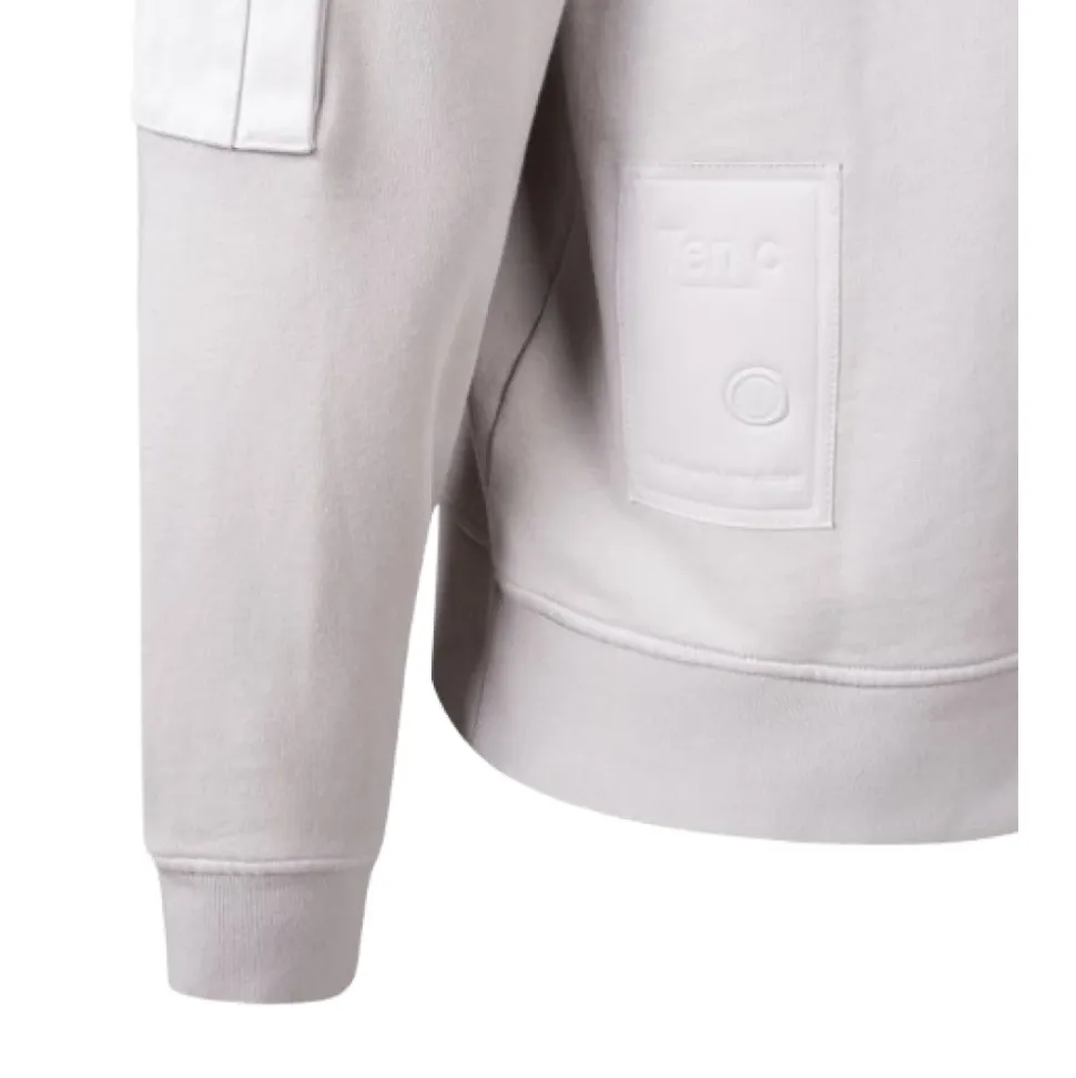 Sweatshirt à quart de zip en molleton diagonal teint en pièce