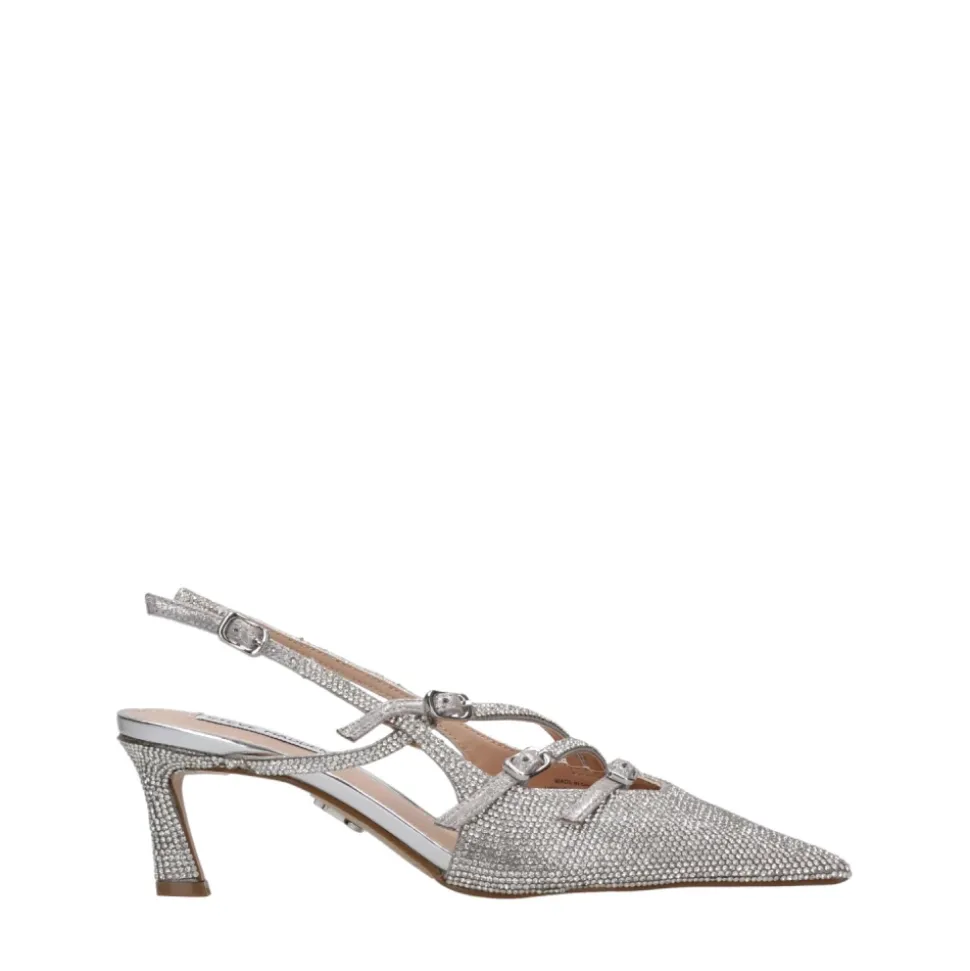 Talons Argentés Métalliques avec Strass