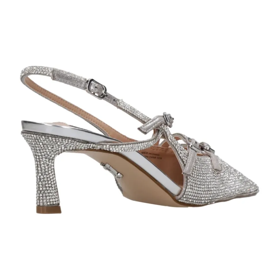 Talons Argentés Métalliques avec Strass
