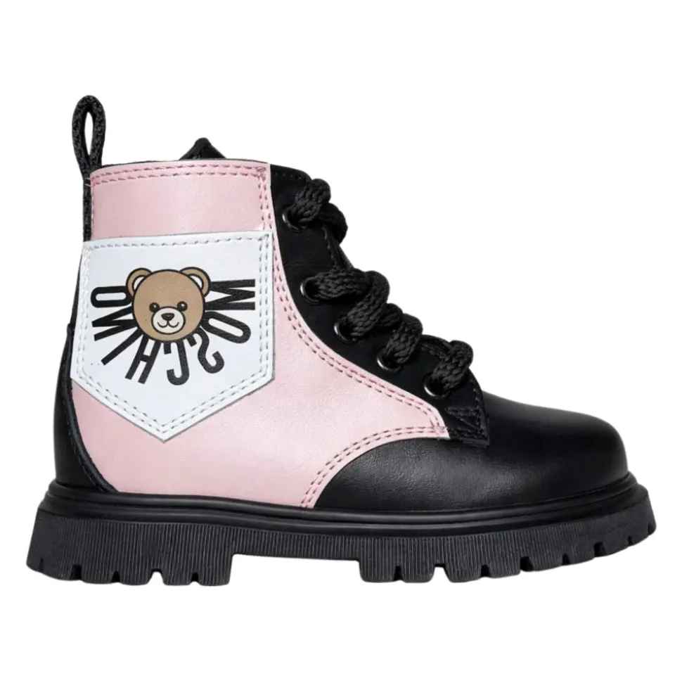 Teddy-patch Lace-up Boots