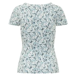 Top en jersey de coton à col carré fleuri