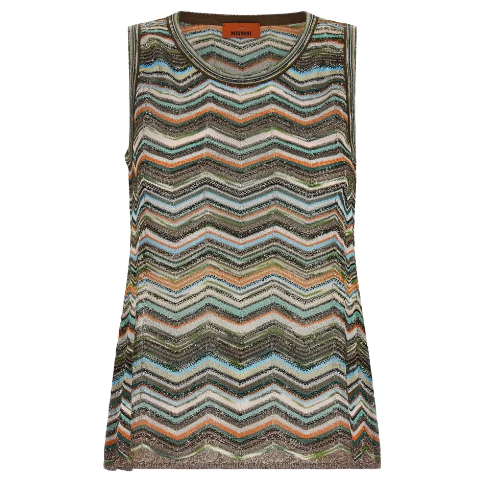 Top sans manches en viscose à chevrons