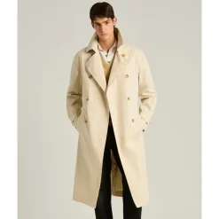 Trench-coat croisé en coton technique