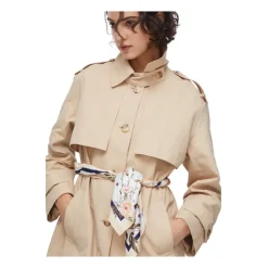 Trench long en gabardine de coton avec foulard