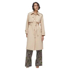 Trench long en gabardine de coton avec foulard