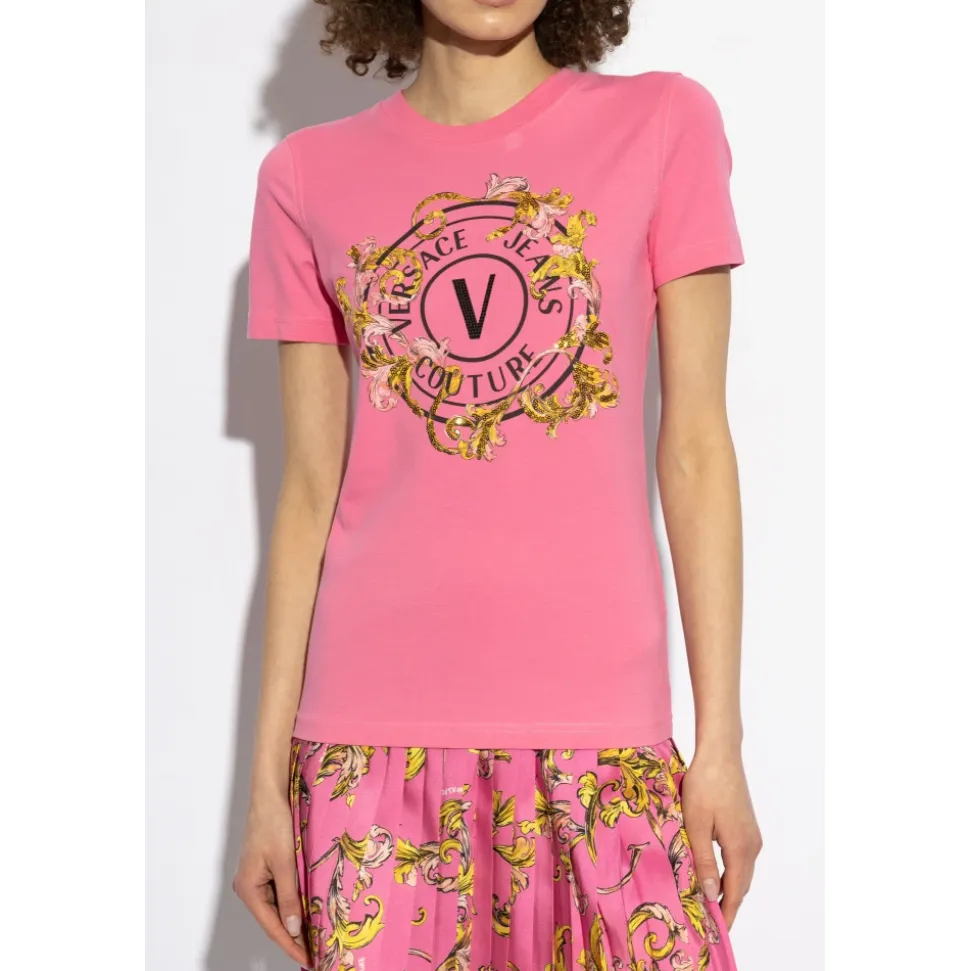 T-shirt avec impression et appliques scintillantes