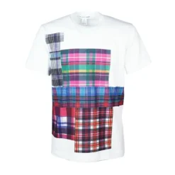 T-shirt blanc à col rond et patchwork