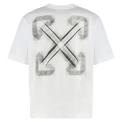 T-shirt col rond côtelé en mélange de coton