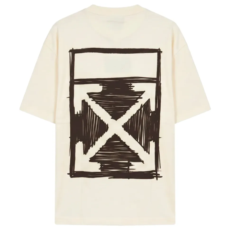 T-shirt crème confortable avec graphique minimaliste