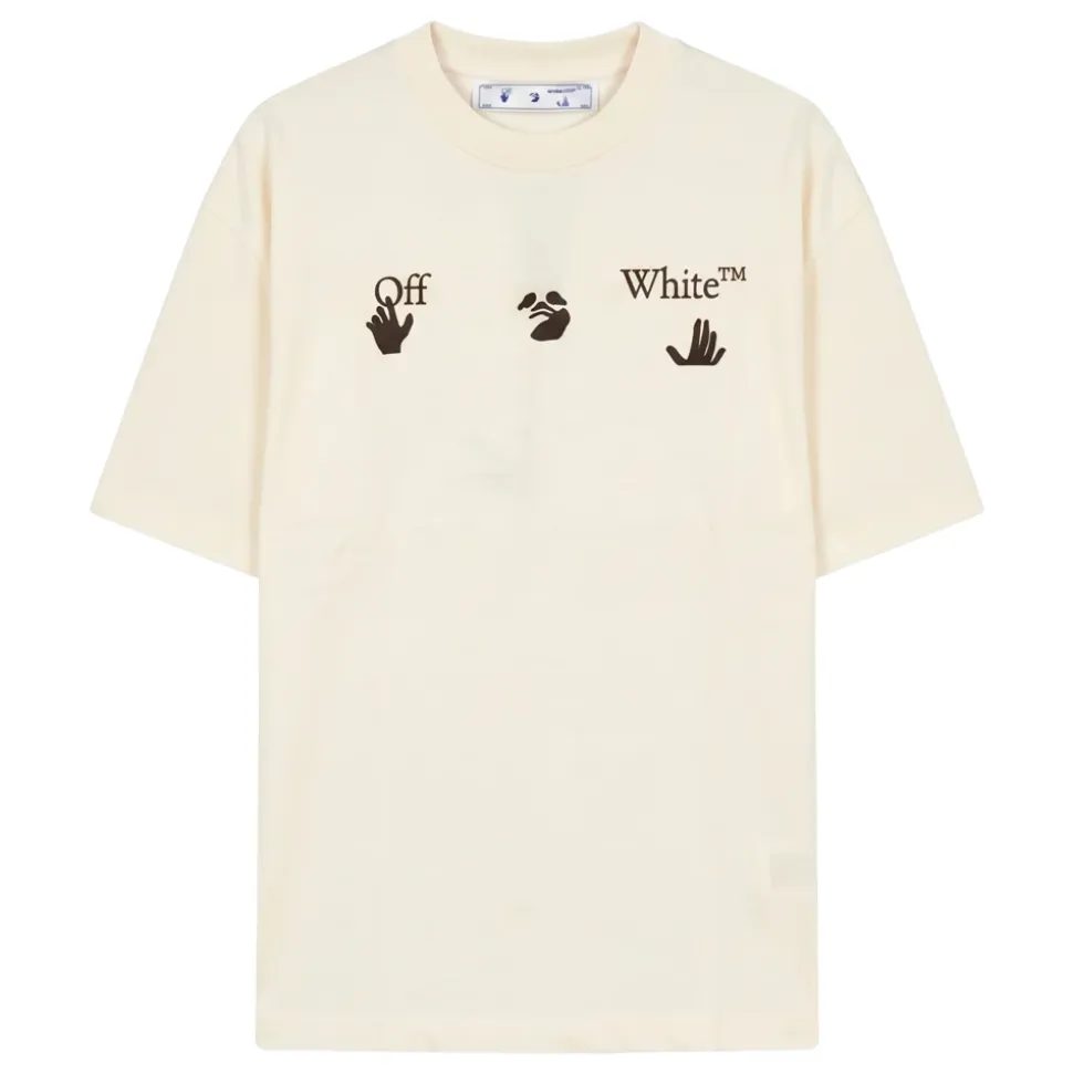 T-shirt crème confortable avec graphique minimaliste