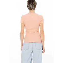 T-shirt en coton côtelé coupe slim