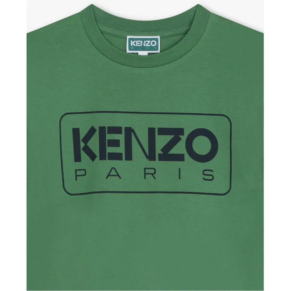 T-shirt garçon avec logo imprimé en vert