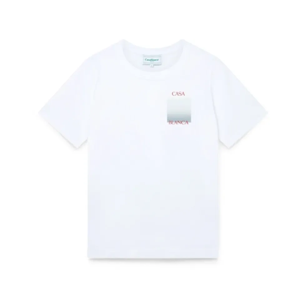 T-shirt imprimé carré dégradé blanc