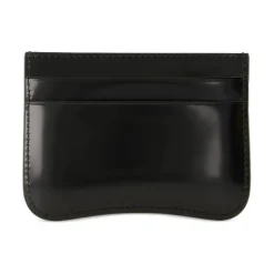 Étui Carte en Cuir Noir Verni
